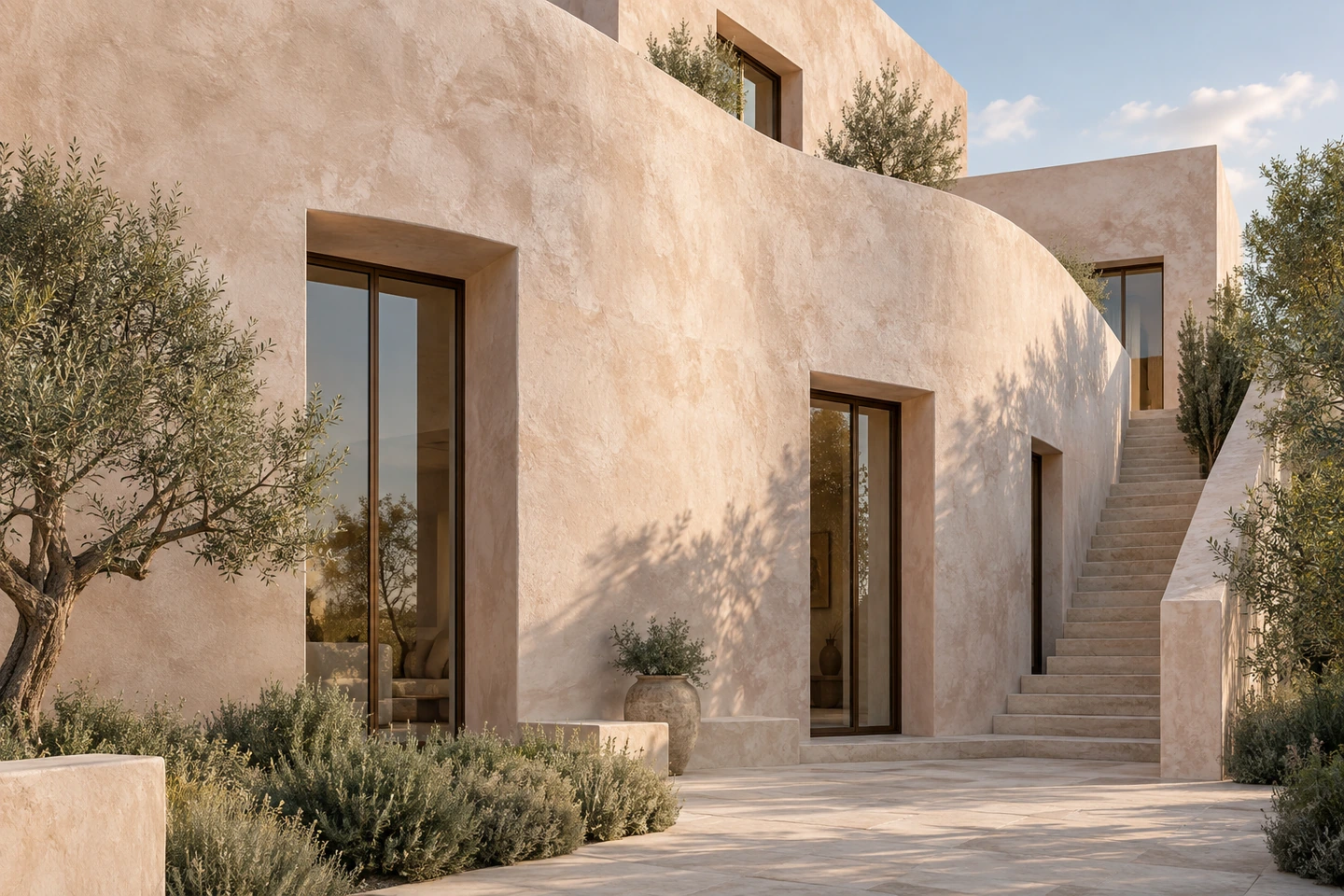Villa à façade minérale LITORRA avec olivier
